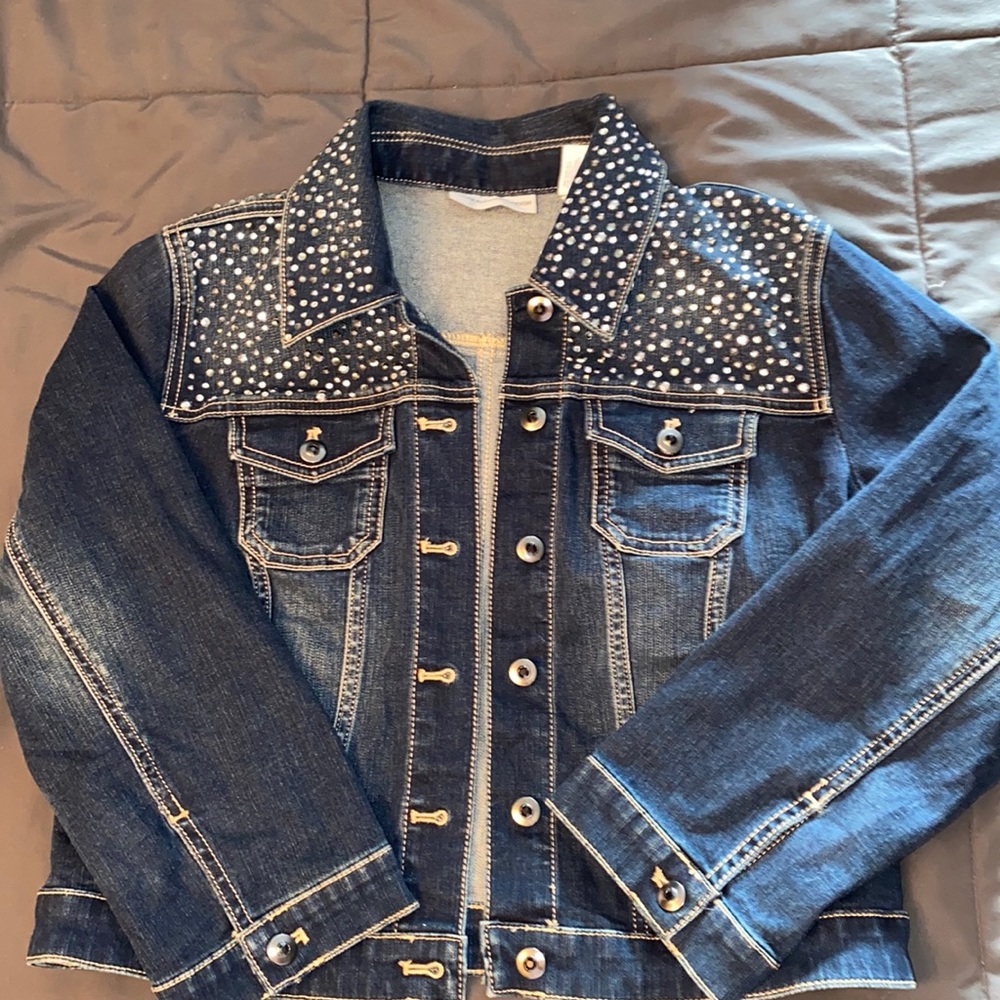Women’s Chico’s Platinum denim cropped jacket